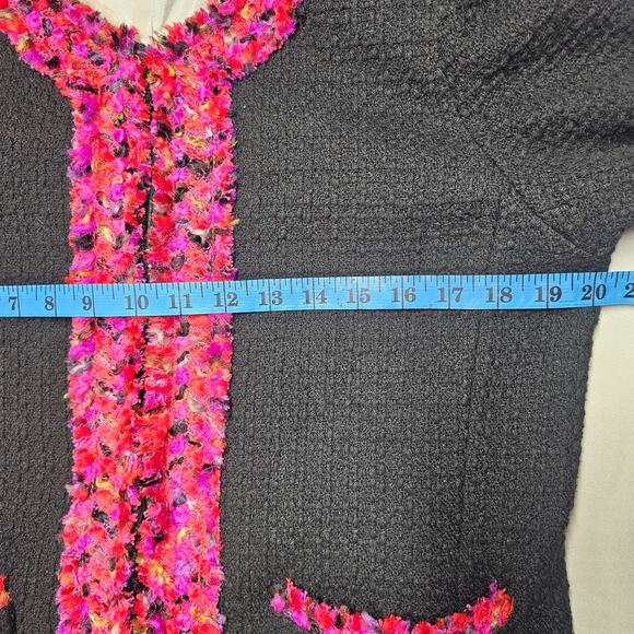 Kate Spade Black Evening Jacket D214 Black /Multi Trim Holiday Collarless Sz 12 - Picture 16 of 16